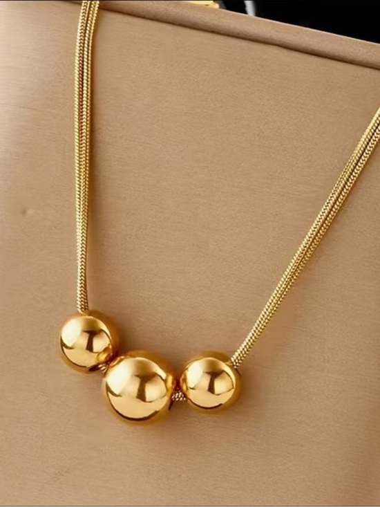Jewelry - Stainless Steel Gold Ball Pendant Necklace